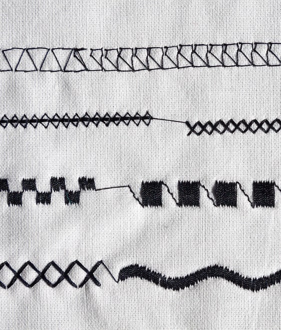 Unterschiedliche und extravagante Stichmuster.